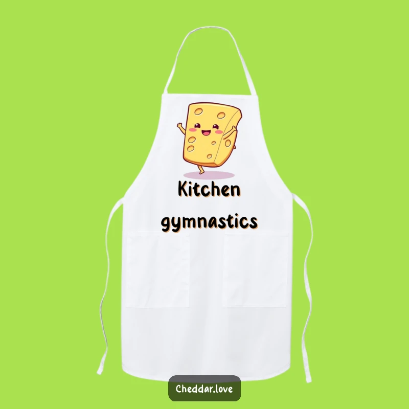 Funny Cartwheel Cheese Apron: Cook with Flair - A Hilarious Kitchen Gift!