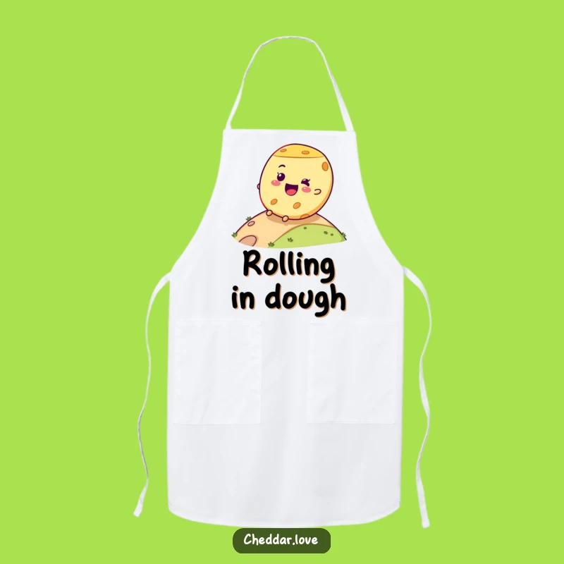 Funny Cheese Wheel Rolling Apron - Joyful Kitchen Humor Gift