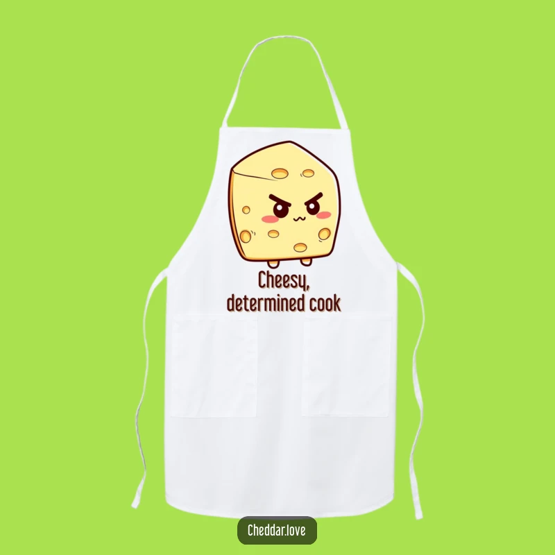 Funny Determined Cheese Wedge Apron: Tackle Tasks with Cheesy Motivation!