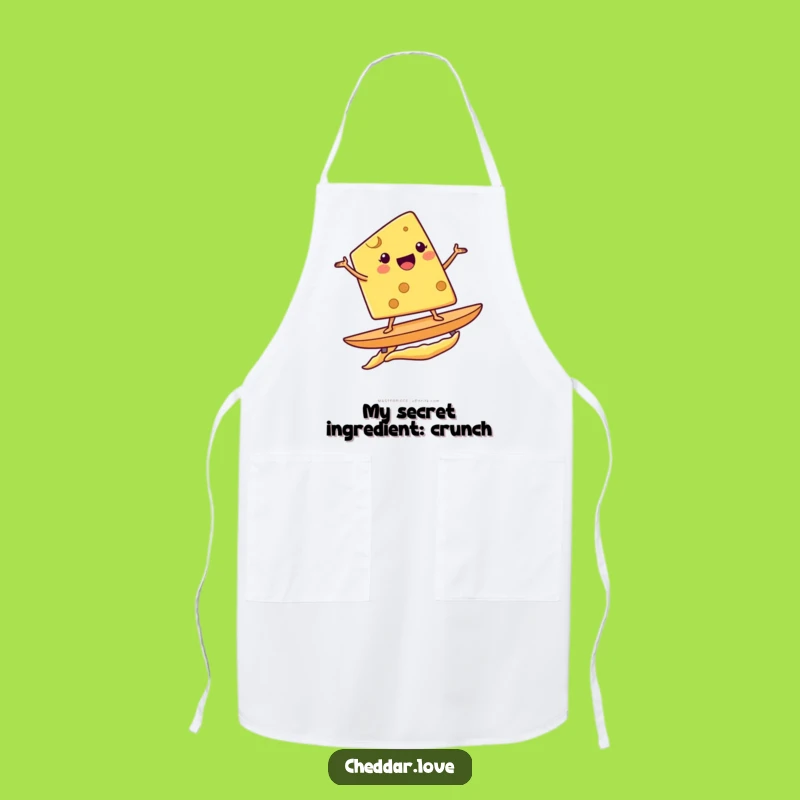 Funny Surfing Cheese Wedge Apron - Kitchen Potato Chip Protector, Cheesy Gift