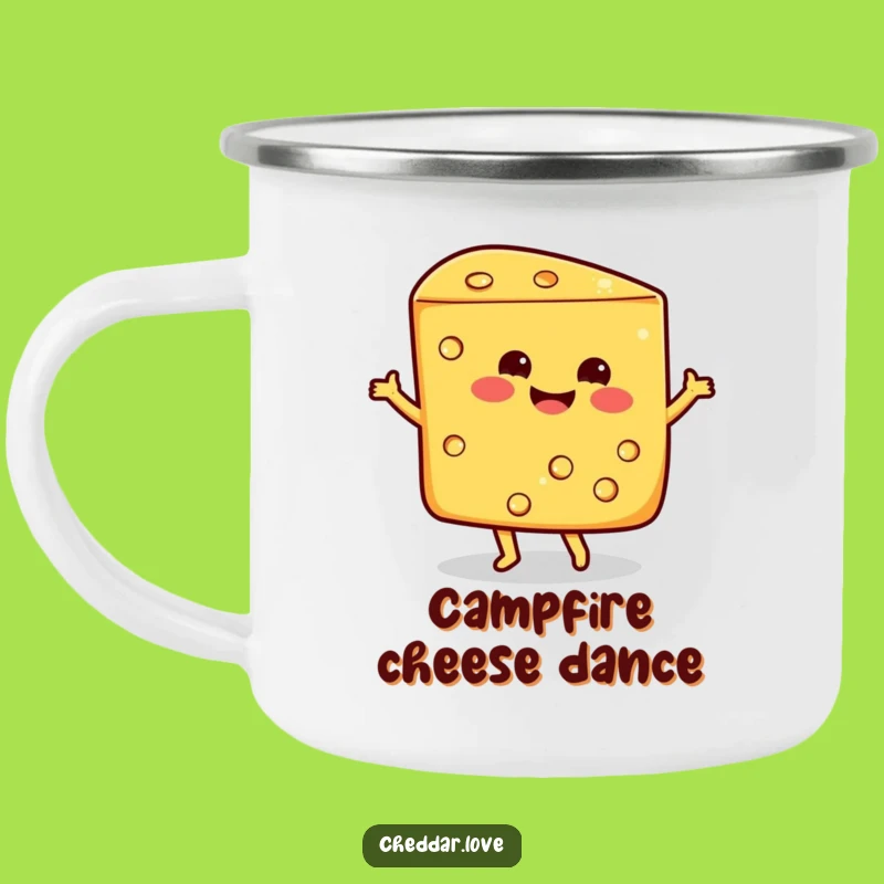 Funny Dancing Cheese Wedge Camping Mug, Gift for Cheesy Campers