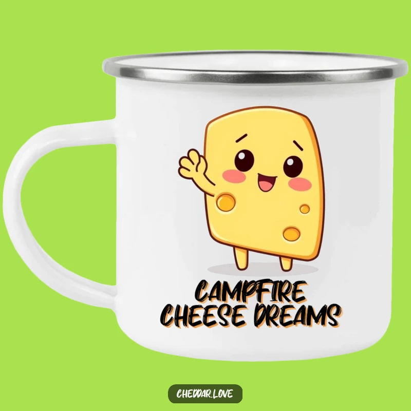 Funny Waving Cheese Wedge Camping Mug: Durable and Humorous for Outdoor Adventures