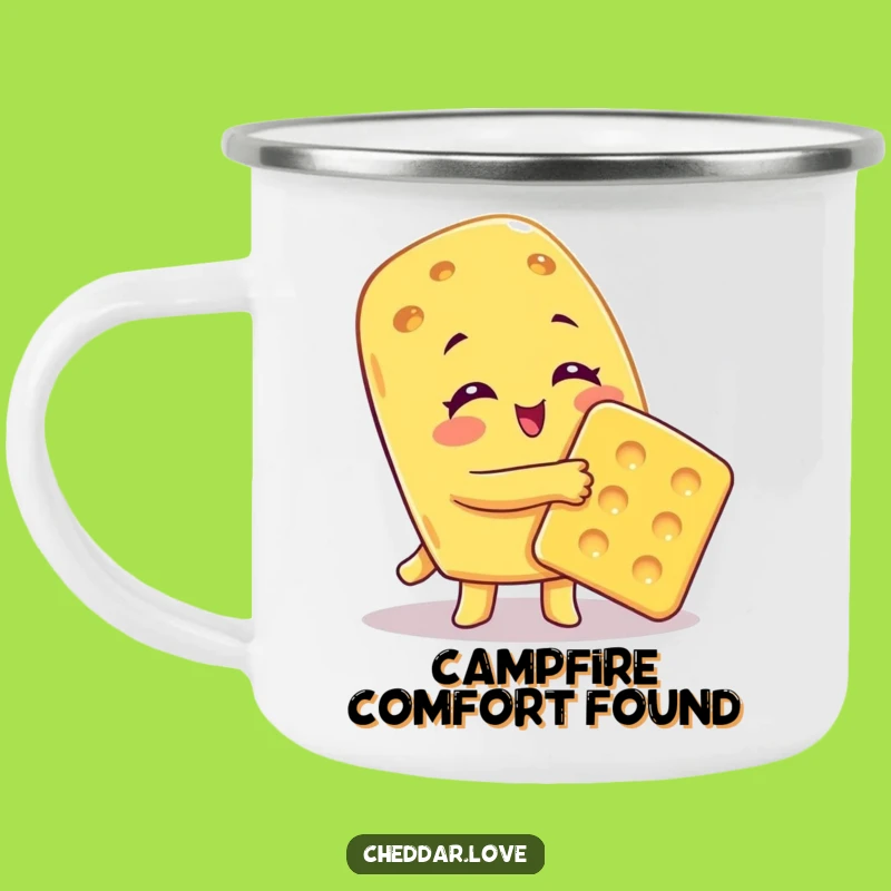 Funny Cheesy Hug Camping Mug: Share Warmth on Adventures, Perfect Humorous Outdoor Gift!