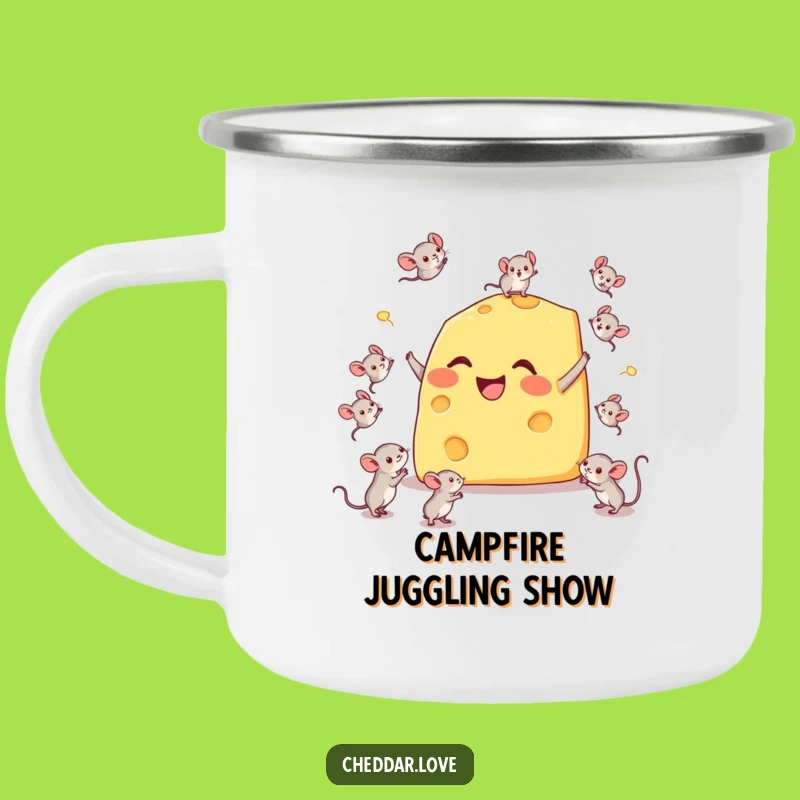 Funny Cheese Camping Mug: Juggling Mice - Hilarious Outdoor Drinkware