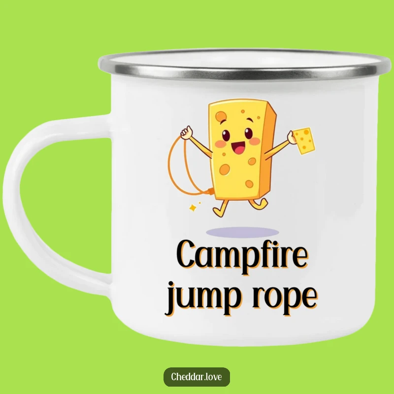 Funny Cheddar Cheese Rope Jumper Camping Mug: Durable & Hilarious Cartoon Cup