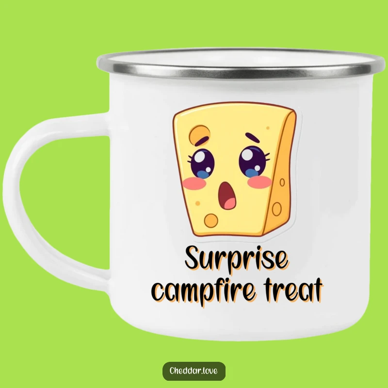 Funny Surprised Cheese Slice Camping Mug: React to Nature with Humor!