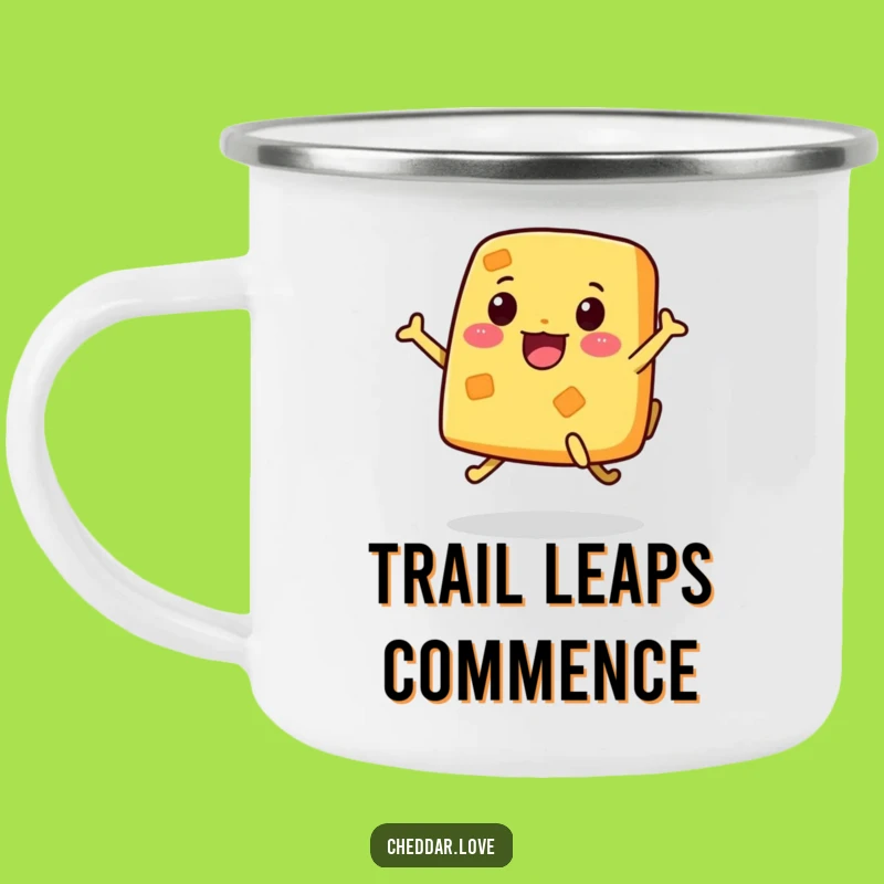 Funny Jumping Cheese Camping Mug: Adventure Fuel with Cheesy Spirit, Perfect Humorous Outdoor Gift!