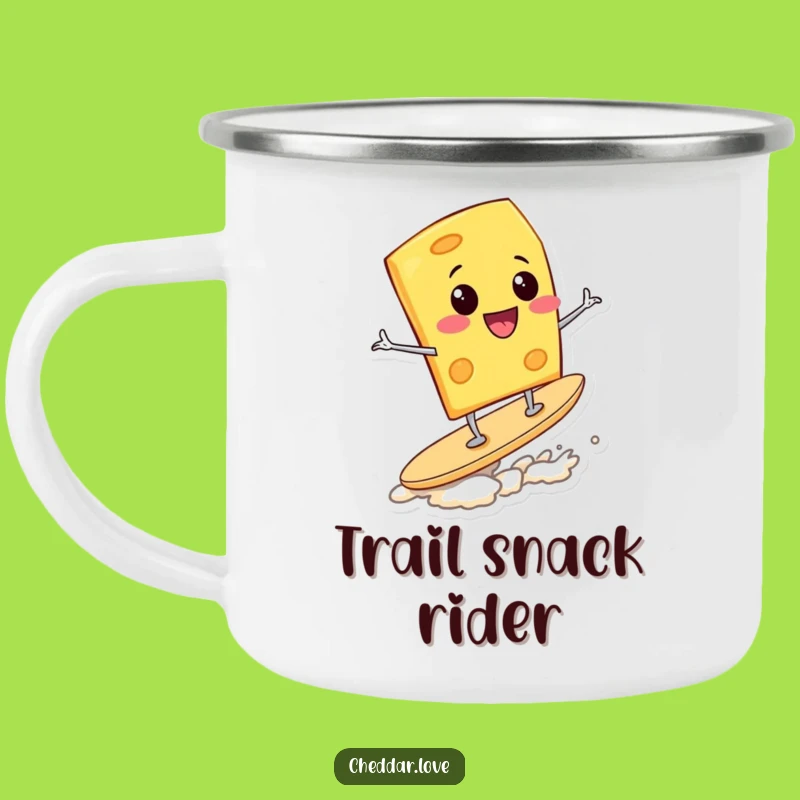 Funny Surfing Cheese Wedge Camping Mug: Adventure Sips with Hilarious Snack - Gift!