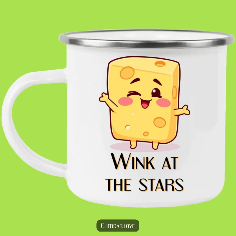 Funny Winking Cheese Camping Mug: Silly block for adventures, a perfect funny gift for campers!