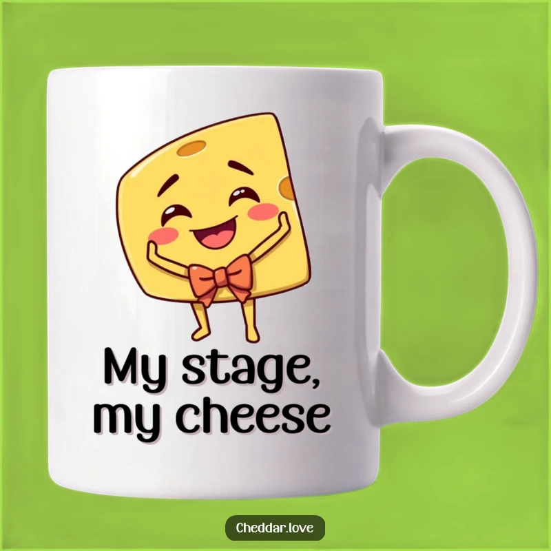 Funny Cheddar Cheese Actor Mug: Hilarious Cartoon Cheese Gift for Dramatic Fun