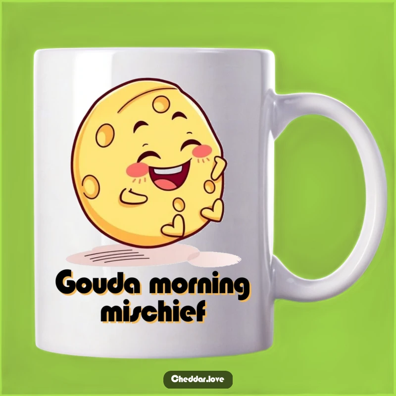 Funny Cheese Wheel Mug - Joyful Rolling Downhill, Perfect Gift