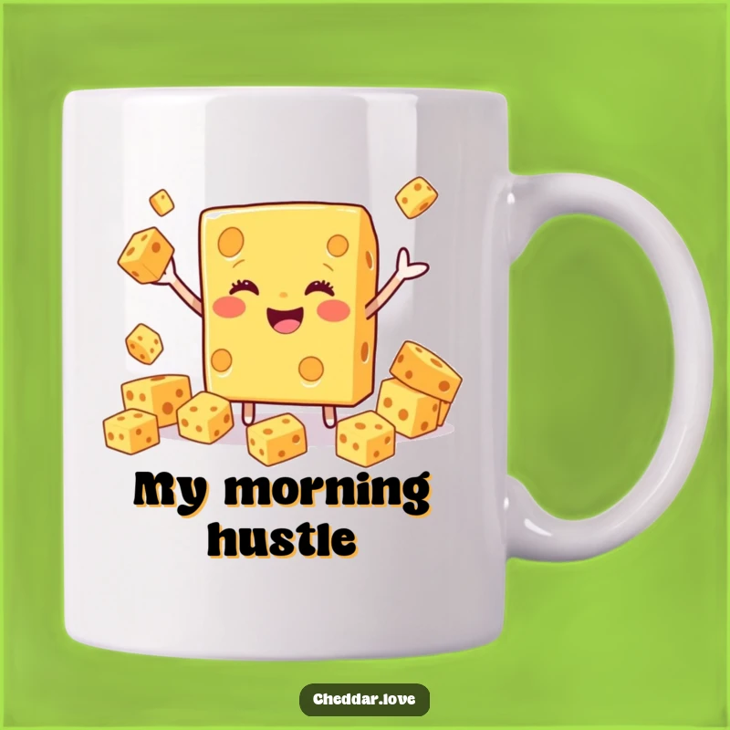 Funny Smiling Cheddar Cheese Juggling Mug - Hilarious Gift for Cheese Enthusiasts