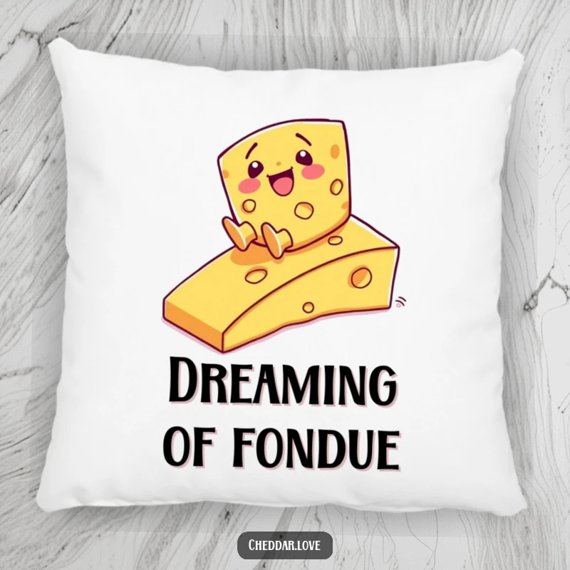Funny Pillow: A soft cushion depicting a cheerful cheese character sliding down a ramp, perfect for cozy laughs.