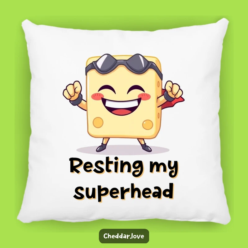 Funny Cheese Cube Superhero Pillow - Cuddle Up with Cheesy Courage