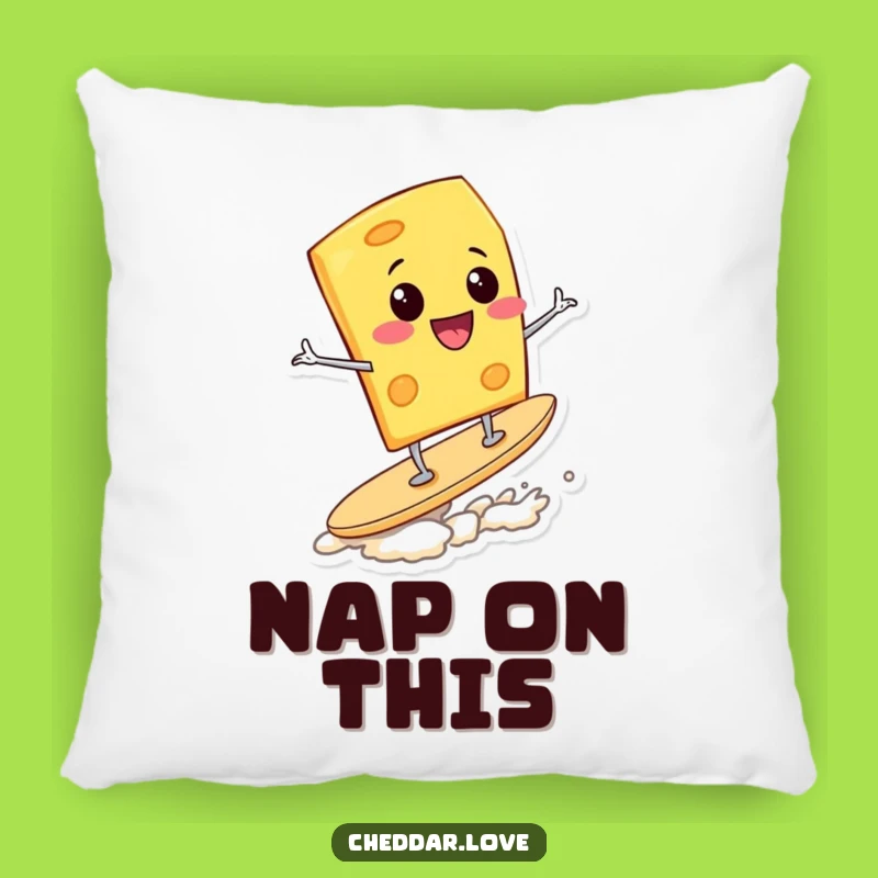Funny Surfing Cheese Wedge Pillow: Cozy Fun with a Hilarious Snack Ride - Gift Idea!