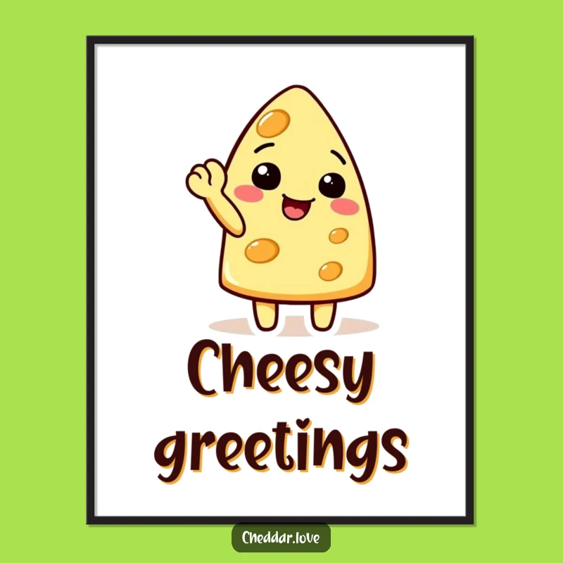Funny Waving Cheese Digital Art: Cheerful Print for Humorous Decor