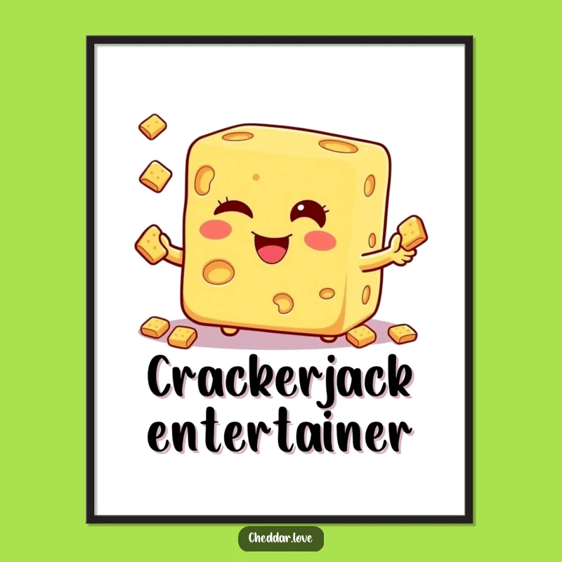 Funny Winking Cheese Cube Digital Print - Printable Cracker Juggling Art, Instant Gift