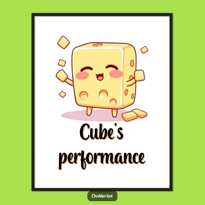 Funny Winking Cheese Cube Digital Print: Instant Juggling Art Wall Decor - Gift!