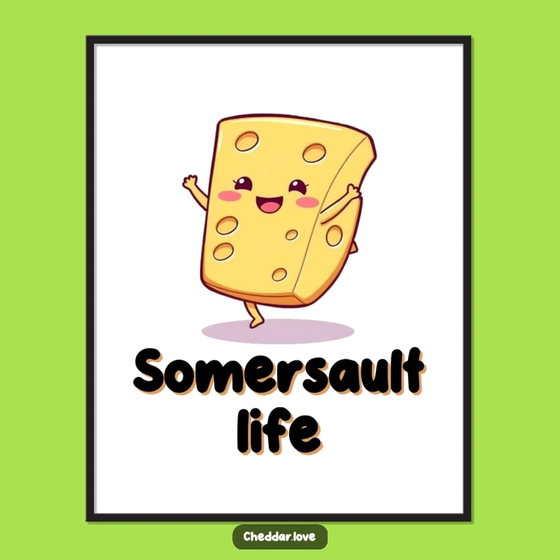 Funny Cartwheel Cheese Digital Art: Print Your Fun - A Hilarious Instant Gift!