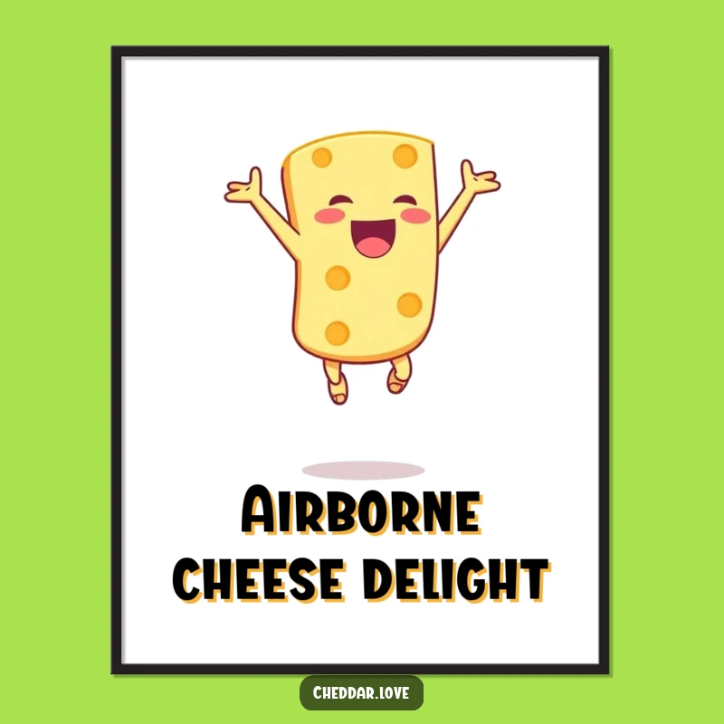 Funny Cheese Art Print: Joyful Leap - Hilarious Digital Download