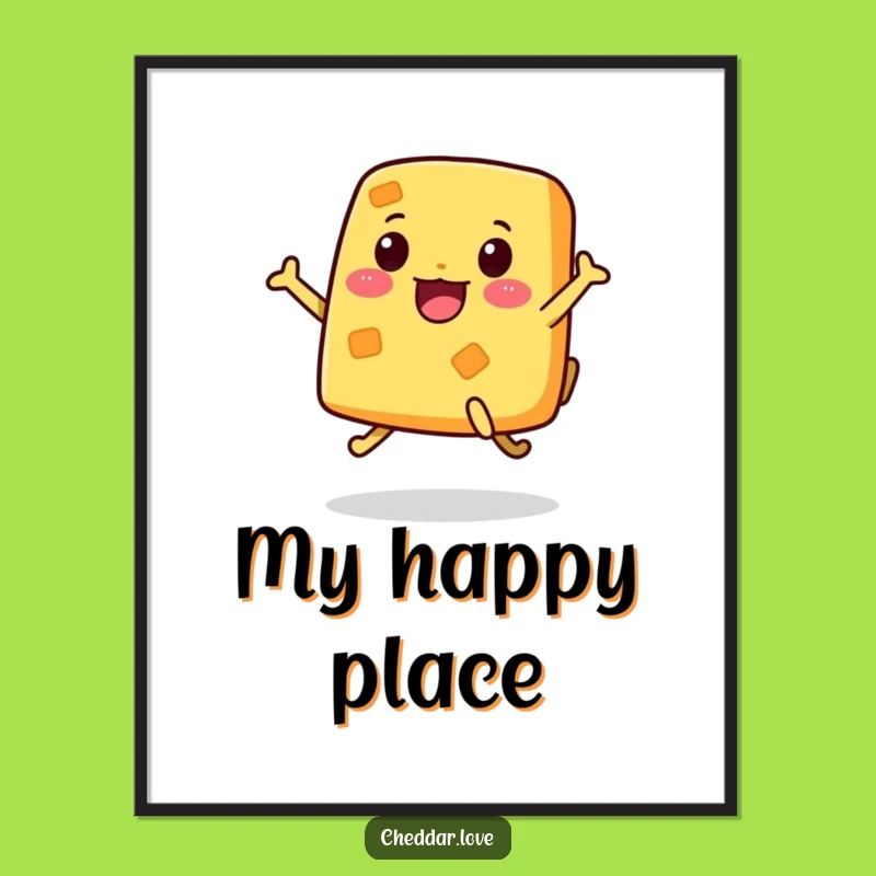 Funny Jumping Cheese Digital Art: Instant Cheesy Cheer, High-Quality Humorous Gift Printable!