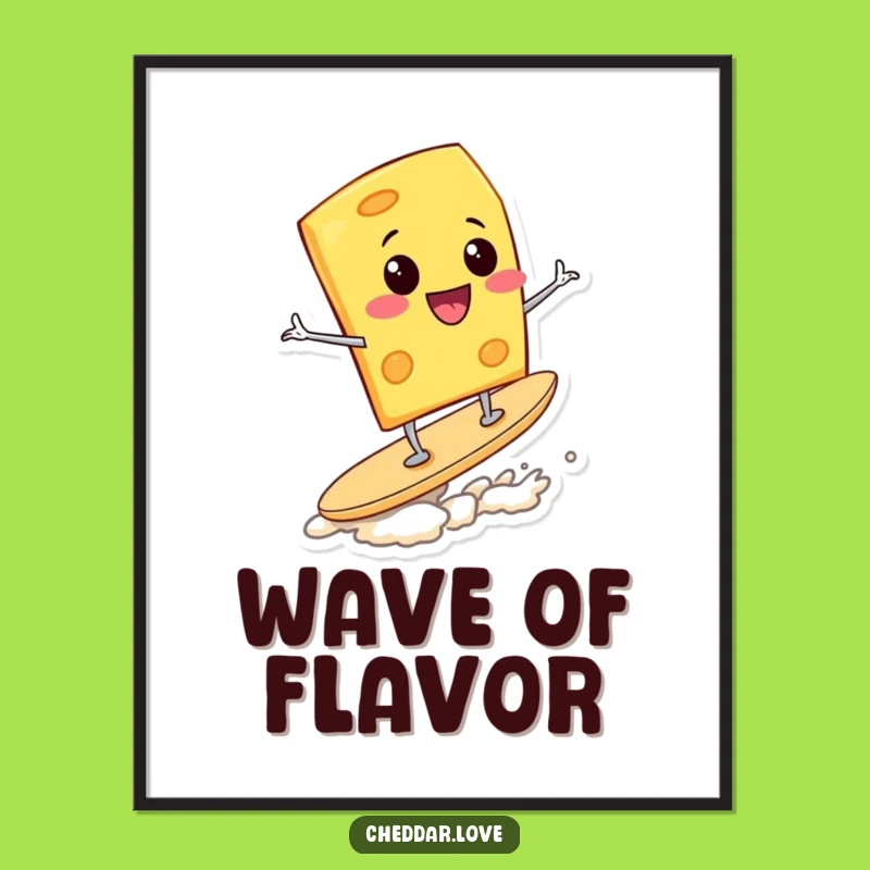 Funny Surfing Cheese Wedge Digital Print: Instant Snack Adventure Wall Art - Gift!