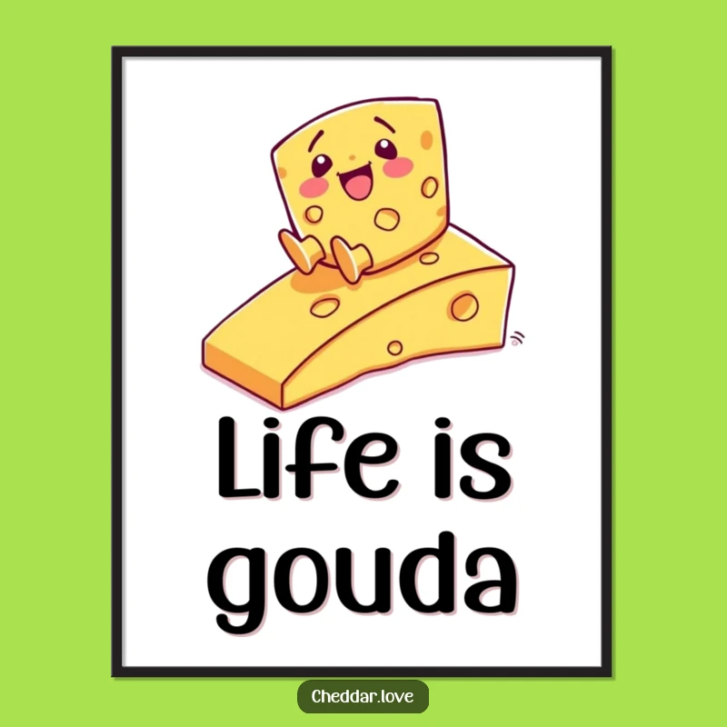 Funny Cheese Slide Art Print - Cheesy Ramp Decor, Perfect Funny Gift