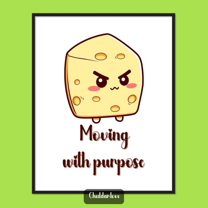 Funny Determined Cheese Wedge Digital Print: Instant Motivation for Your Space!