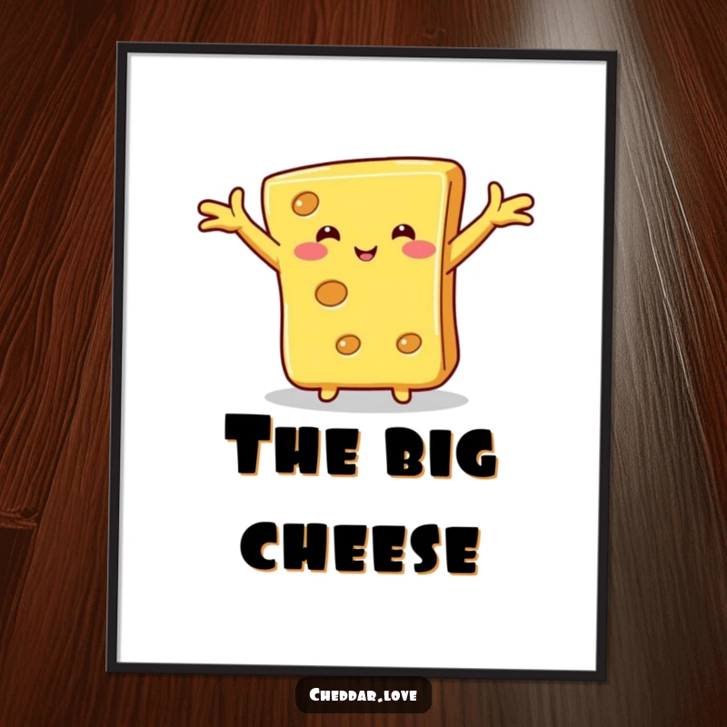 Funny cheese hug digital art, a slice of cheese with outstretched arms, ready for a hug, ready to print and bring smiles.