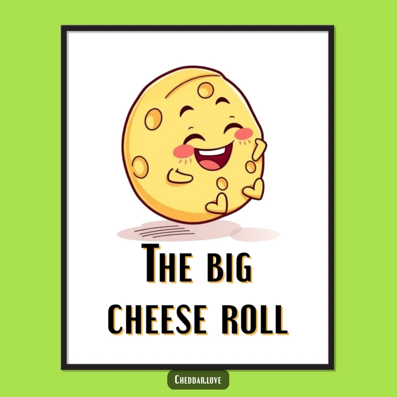 Funny Cheese Wheel Rolling Digital Print - Printable Downhill Joy, Instant Gift