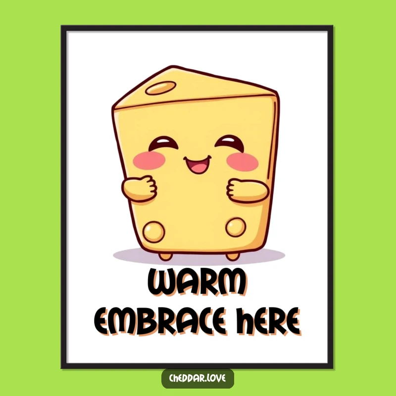 Funny Hugging Cheese Digital Print: Cheesy hug art, an instant funny gift of comfort!