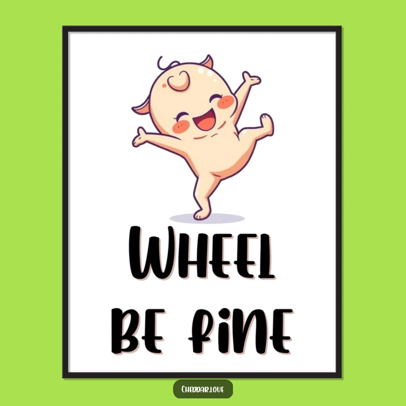 Funny Cheesy Cartwheel Digital Art: Instant Joyful Decor