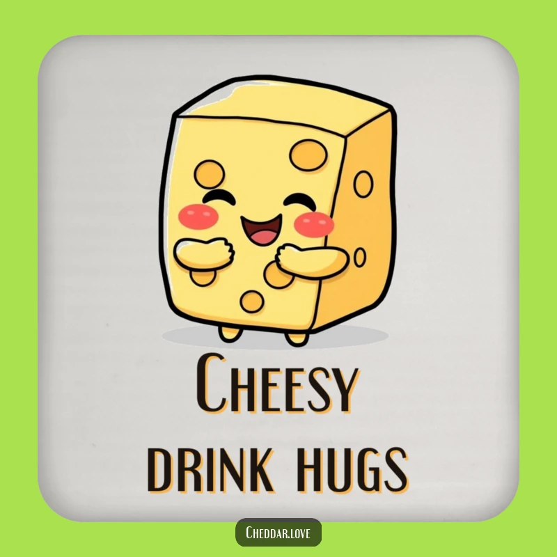 Funny Happy Cheese Slice Hug Coaster, Humorous Table Protection Gift