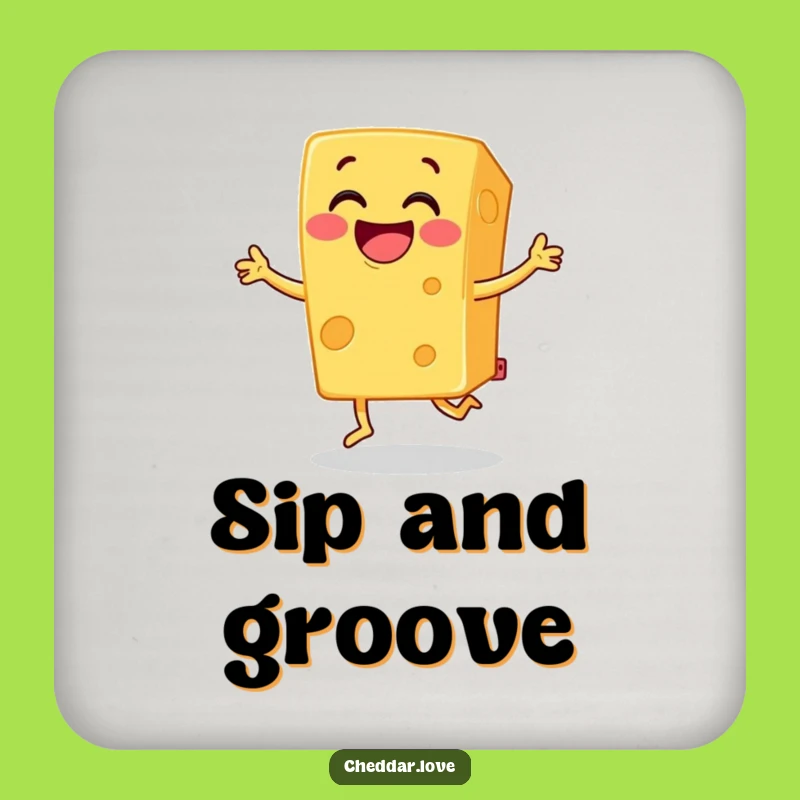 Funny Cheese Jig Coaster: Grinning Cheddar Protection, Fun for Tables!