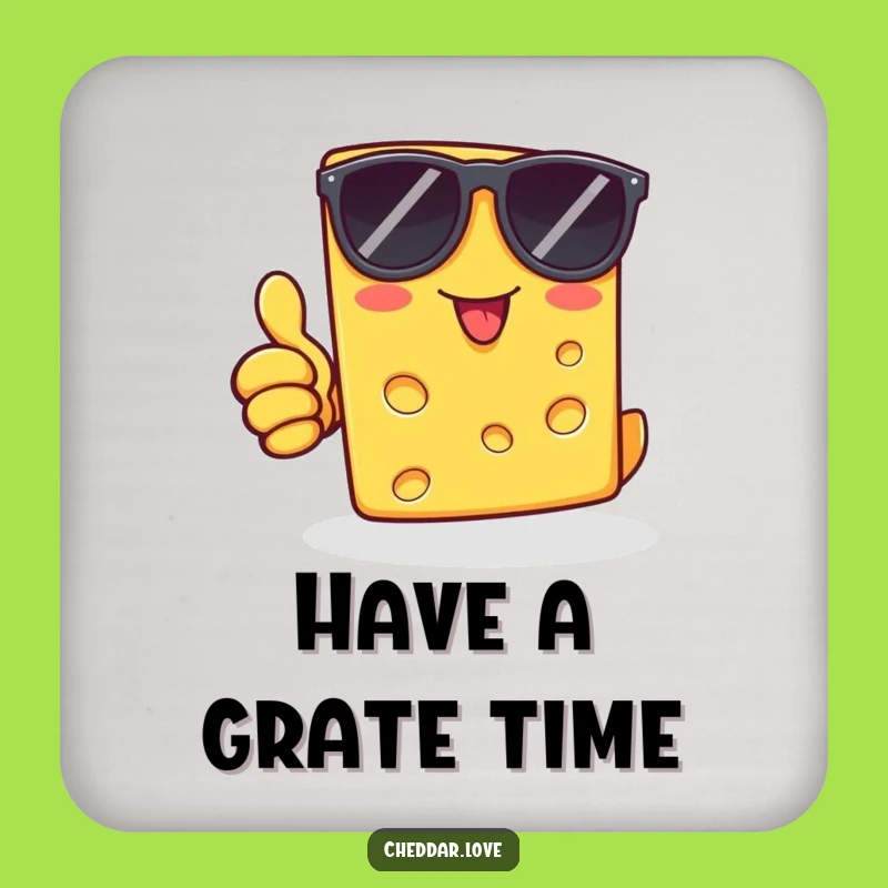 Funny Cheddar Cheese Sunglasses Thumbs Up Coaster Set: Protect Surfaces with Cheesy Coolness