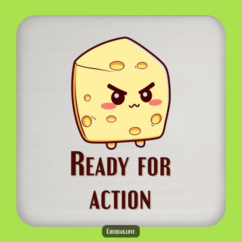Funny Determined Cheese Wedge Coaster: Keep Surfaces Safe with Drive!
