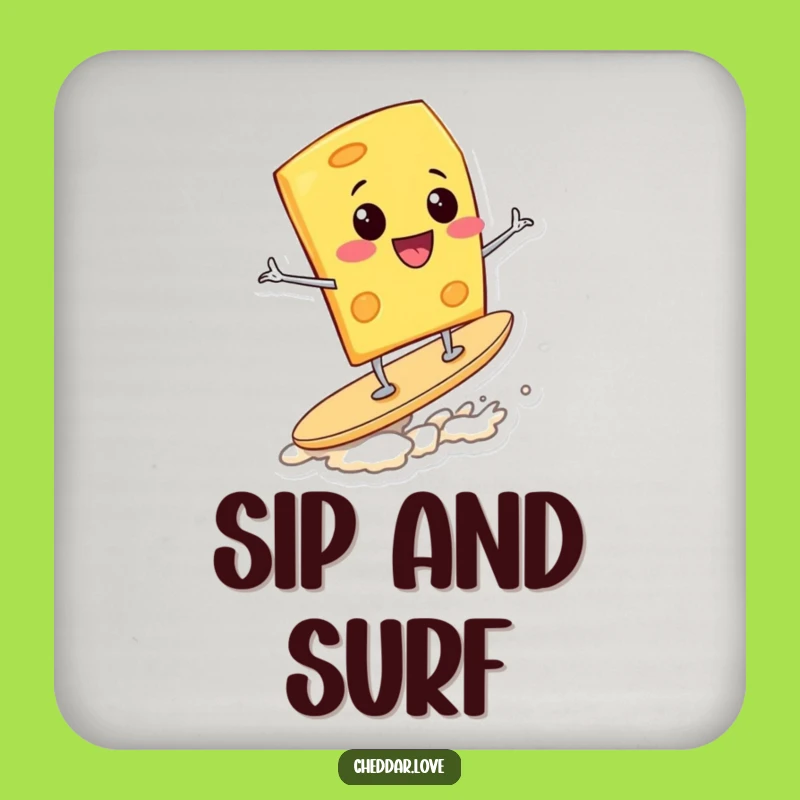 Funny Surfing Cheese Wedge Coasters: Protect Surfaces with Hilarious Snack Art - Gift!
