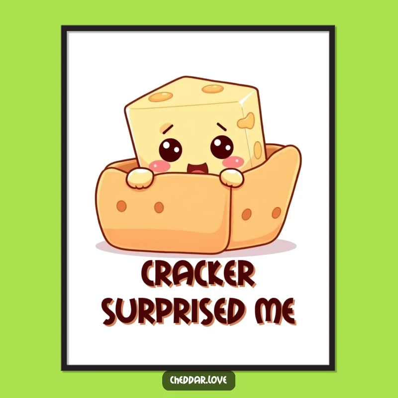 Funny Cheese Poster: Surprised Cube Peek - Hilarious Snack Art Decor