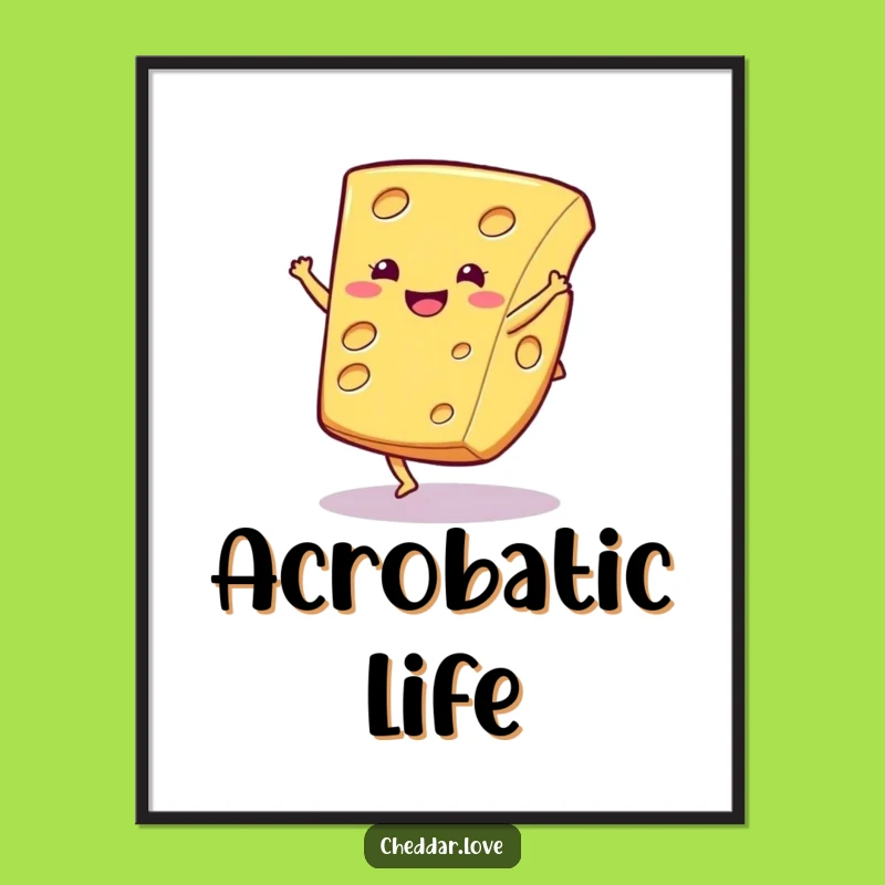 Funny Cartwheel Cheese Poster: Decorate with Dairy Fun - A Hilarious Wall Art Gift!