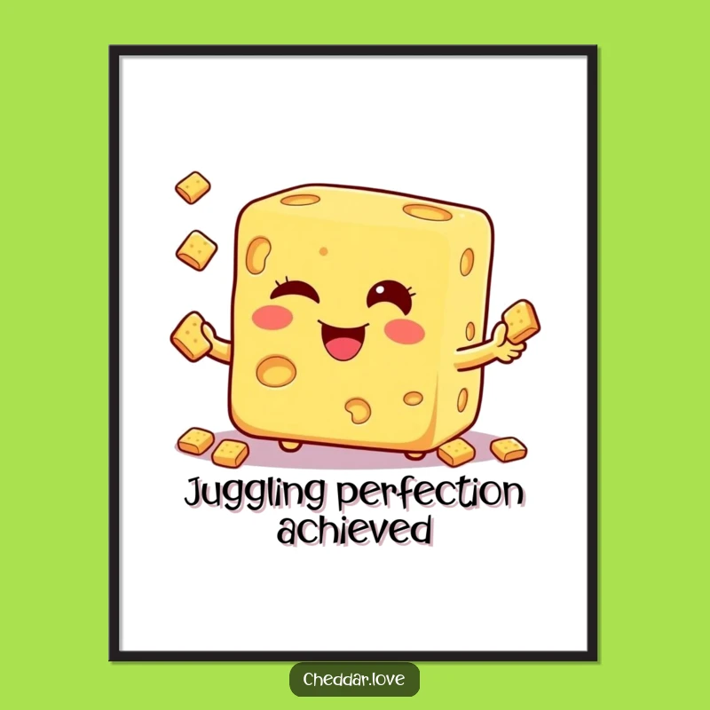 Funny Winking Cheese Cube Poster - Juggling Crackers Art, Great Decor