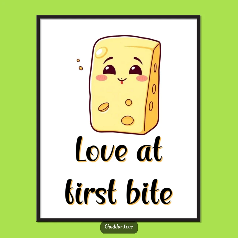 Funny Kissing Cheese Wedge Poster - Adorable Wall Art for Cheesy Souls!