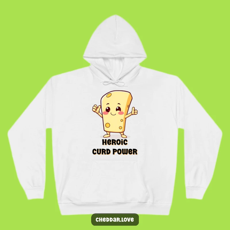 Funny Happy Cheese Hero Hoodie - Cozy Whimsical Character Apparel