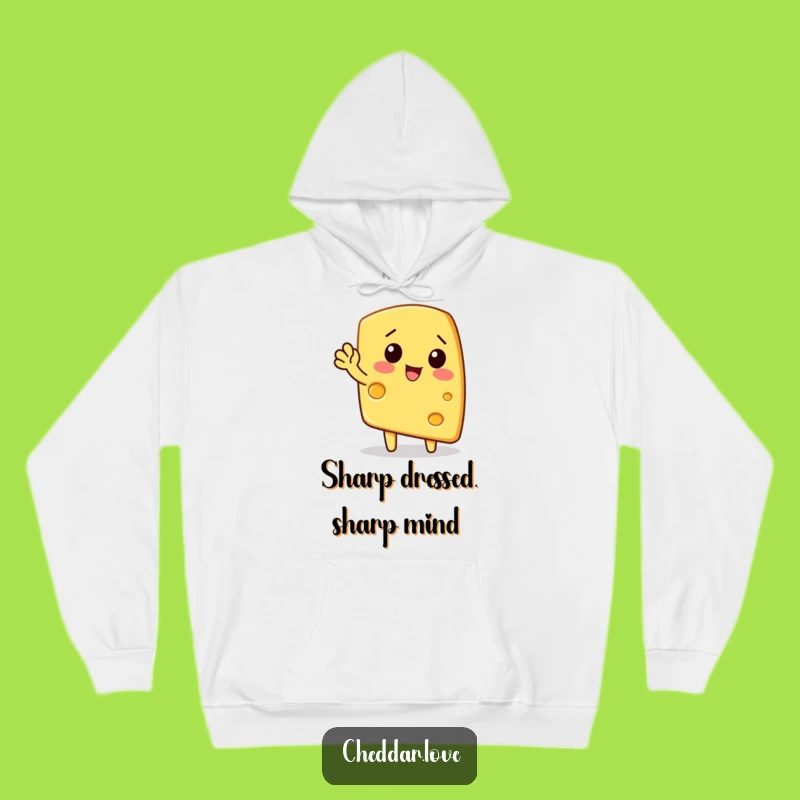 Funny Waving Cheese Wedge Hoodie: Cozy and Humorous Gift for Cheese Aficionados