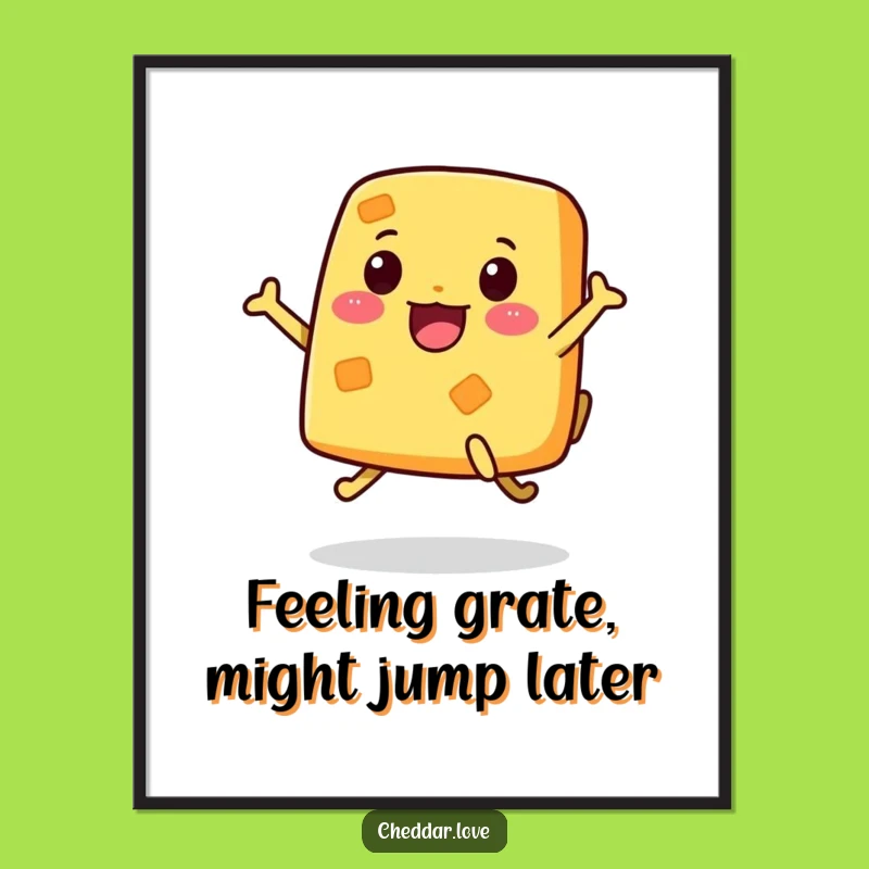Free Printable Wall Art: Jumping Cheese Character, Hilarious Downloadable Decor for Your Home