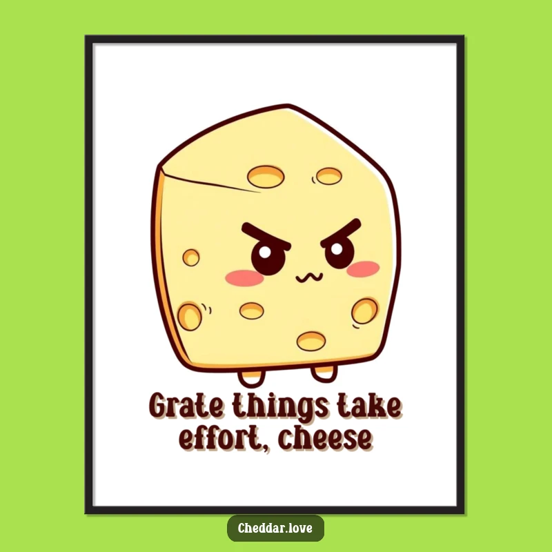 Free Printable Wall Art: Determined Cheese Wedge, Funny Downloadable Art for Gym