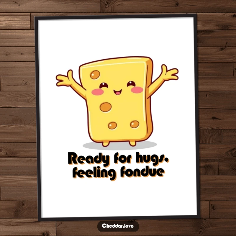 Funny Free Printable Wall Art: A slice of cheese with outstretched arms is ready to give a big, warm hug.