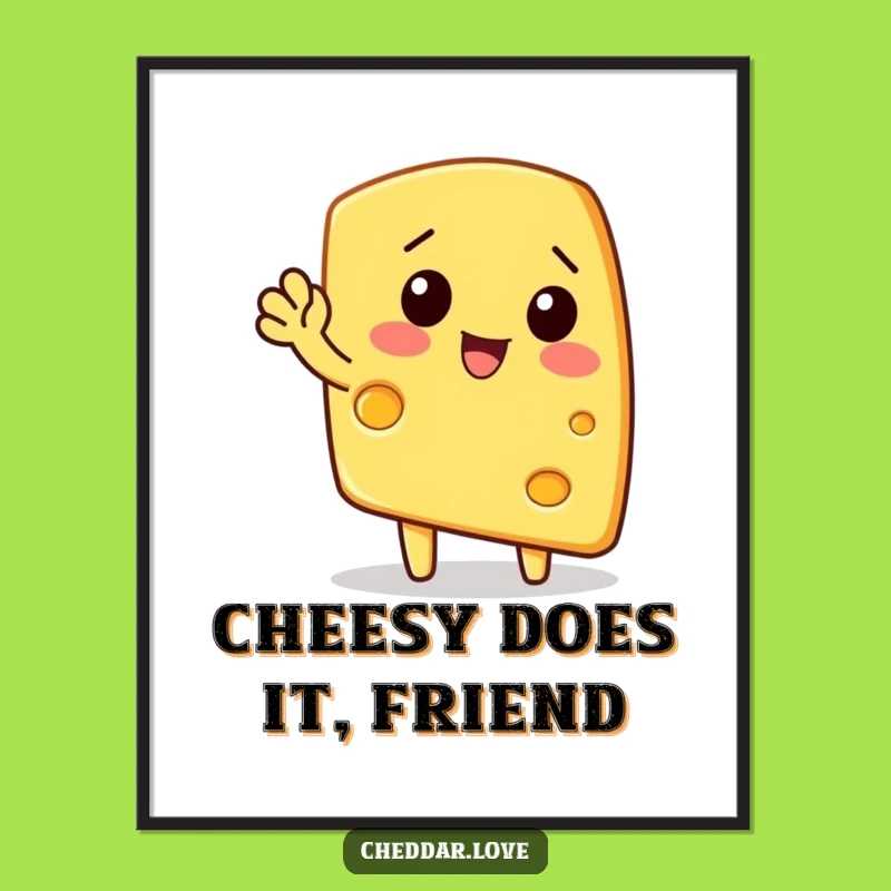 Free Printable Wall Art: Waving Cheese Wedge - Humorous Decor Download