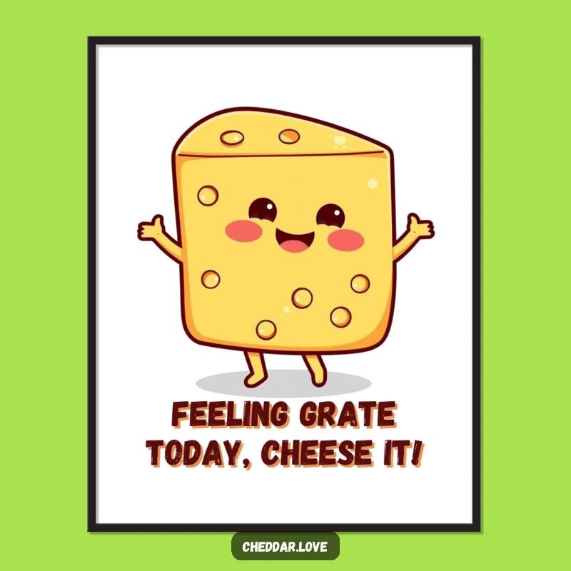 Funny Free Printable Wall Art: Happy Dancing Cheese Printable for Cheerful Home Decor