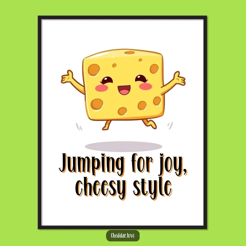 Funny Free Printable Wall Art: Wobbly Cheese Cube Jump, Hilarious Decor