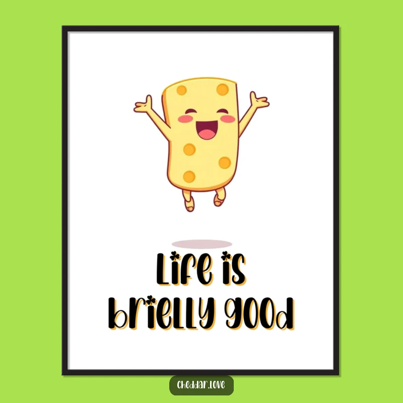 Free Printable Wall Art: Joyful Cheese Leap - Energetic Downloadable Art